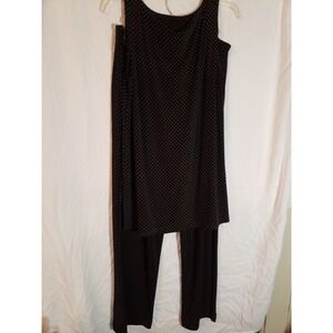 Women's Ronnie Nicole 2 Pc Black Polka Dot Pants Suit Size 14W (H461)